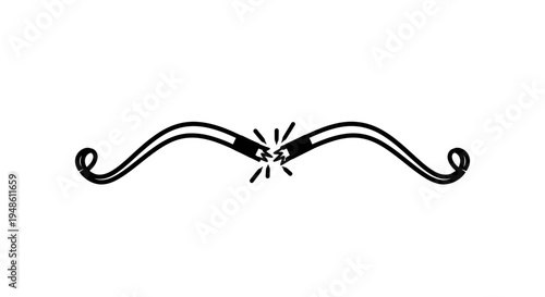 Broken Electrical Cord with Sparks, Symbolizing Disconnection and Power Failure