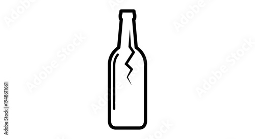 Broken Glass Bottle Icon, Danger Symbol, Warning Sign, Vector Illustration