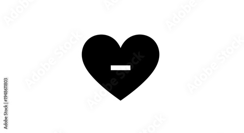 Black Heart with Minus Sign Icon, Symbolizing Dislike or Removal