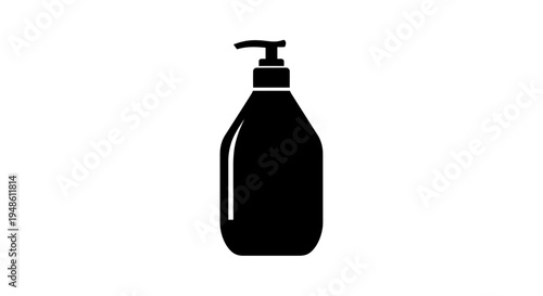 Black liquid soap dispenser icon, simple flat design, isolated on white background