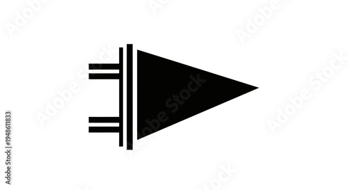 Black pennant flag icon, triangular banner symbol, vector illustration