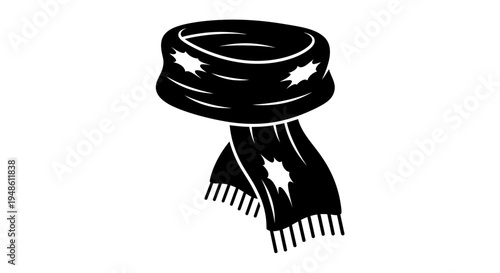 Black Scarf Icon with White Stars - Winter Fashion Accessory
