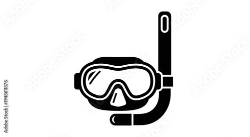 Black Snorkel Mask and Tube Icon - Diving Gear Symbol