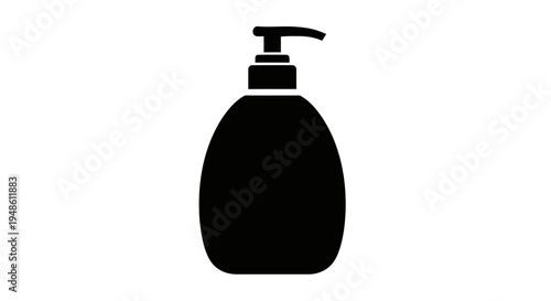 Black Soap Dispenser Icon, Liquid Hand Soap Bottle Silhouette, Hygiene and Cleanliness Concept