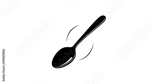 Black Spoon with Motion Blur Effect on White Background