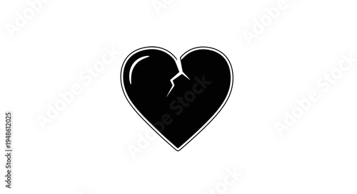 Black Broken Heart Icon Symbolizing Sadness, Pain, and Loss