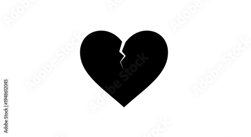 Black Broken Heart Symbol, Sadness and Heartbreak Concept