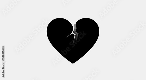 Black Broken Heart Symbol, Sadness, Heartbreak, Grief, Emotional Pain, Love Loss