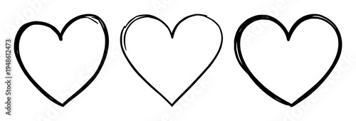 Heart set with continuous thin contour love shape drawing featuring heart, love symbol, romance with greeting card and web banner