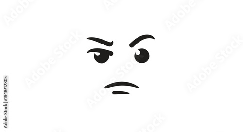 Angry Lego Face Expression, Displeased Emotion, Cartoon Character Eyes and Mouth