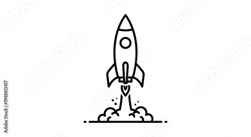 Rocket Launching Upwards with Smoke and Fire, Symbolizing Startup and Success
