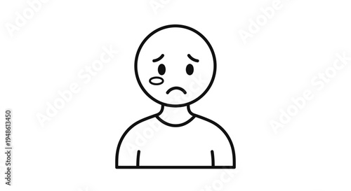 Sad Person Icon Crying Tear Simple Line Art Emotion