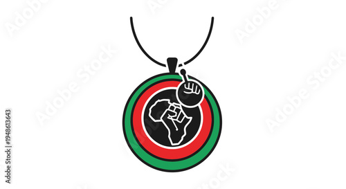 Pan African Fist Pendant Necklace, Black Power Symbol, African American Heritage