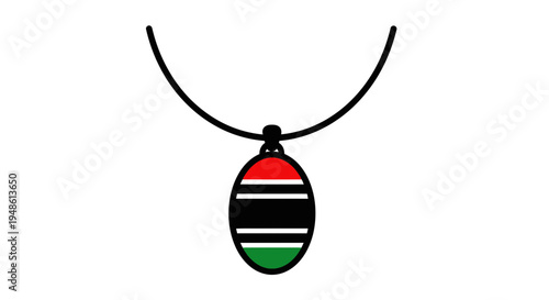 Oval Pendant Necklace with Pan-African Flag Colors