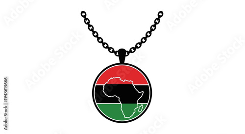 Pan African Flag Pendant Necklace with Africa Map Silhouette