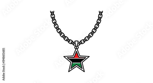 Pan African Star Pendant Necklace with Chain, Symbol of Black Pride and Heritage