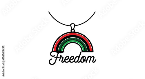Pan-African Flag Rainbow Necklace Pendant with Freedom Text