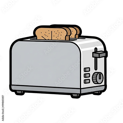 toaster with bread inside slots.