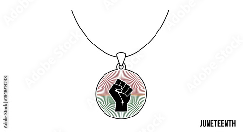 Juneteenth Pendant Necklace with Black Fist Symbol and Pan-African Colors