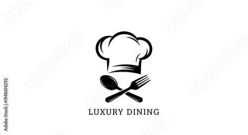 Luxury Dining Logo: Chef Hat, Spoon, Fork, and Text "LUXURY DINING"
