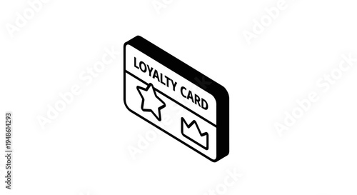 Loyalty Card Icon: Isometric View of Membership Card with Star and Crown Symbols