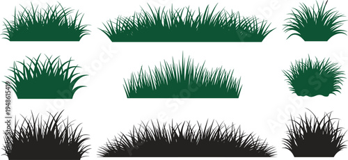 Grass silhouette collection, vector grass clumps, flat vector illustration design set