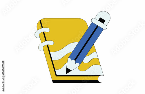 Notebook Pencil Combo Icon Vector Illustration
