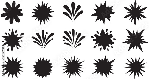 Collection of black ink splatter and splash graphics icons