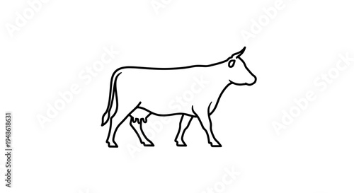 Minimalist Line Art Illustration of a Dairy Cow