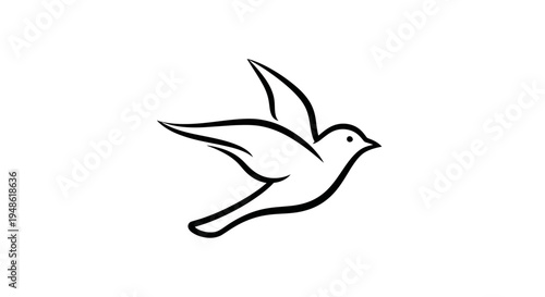 Minimalist Line Art of a Bird in Flight, Symbolizing Freedom and Peace