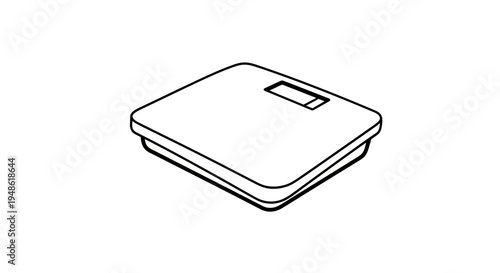 Minimalist Line Art of a Digital Bathroom Scale, Isolated on White Background