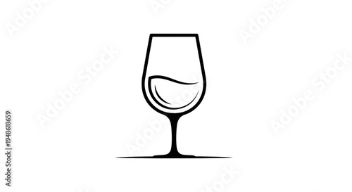 Minimalist Line Art of a Wine Glass with Swirling Liquid