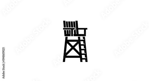 Lifeguard Chair Silhouette Icon, Safety, Summer, Beach, Poolside Supervision