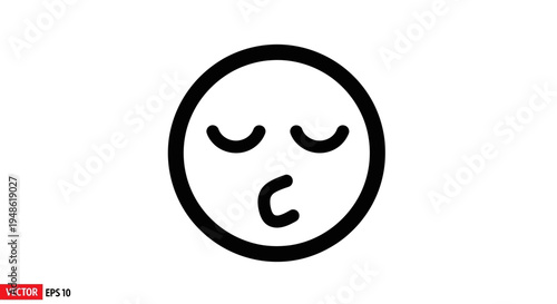 Kissing Face Emoji Icon, Blowing a Kiss, Love Symbol, Simple Vector Art