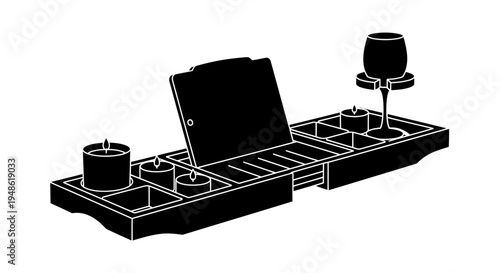 Luxury Bathtub Caddy Tray with Wine Glass Holder, Tablet Stand, and Candle Holders