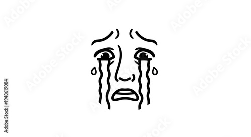 Distressed Face Crying Tears of Sadness and Despair