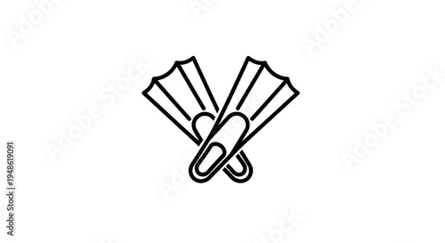 Diving Fins Icon, Flippers Symbol, Snorkeling Gear, Water Sports Equipment, Vector Illustration