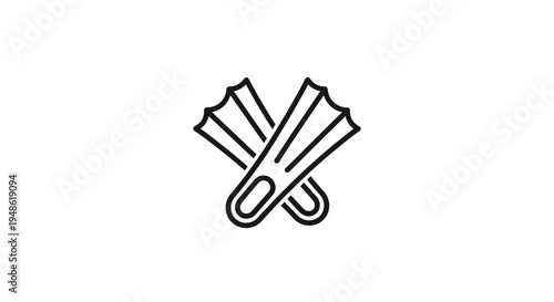 Diving Fins Icon, Snorkeling Gear, Swimming Equipment, Water Sports Symbol, Vector Illustration