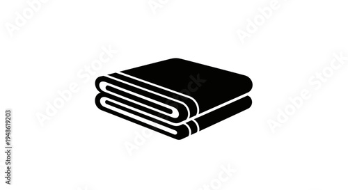 Folded Black Towel Icon, Clean Fabric, Simple Vector Graphic