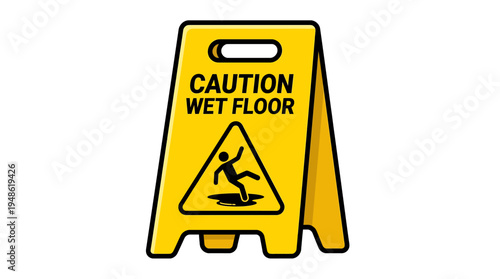 Caution wet floor folding sign with person slipping icon