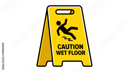 Caution wet floor alert sign showing a person slipping