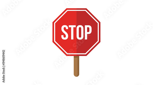 Red stop sign indicating a halt for road safety regulation