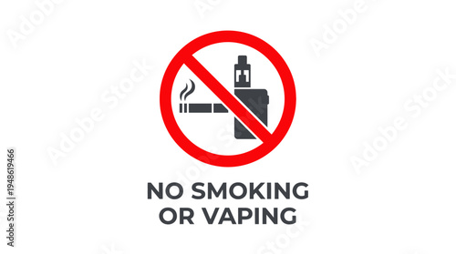 No smoking or vaping prohibition sign with symbols