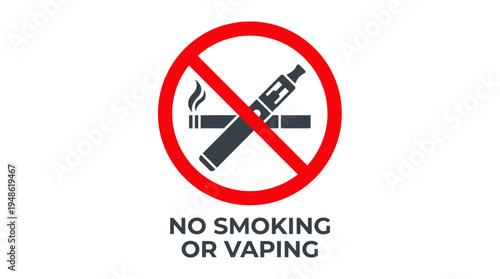 Prohibition sign for no smoking or vaping