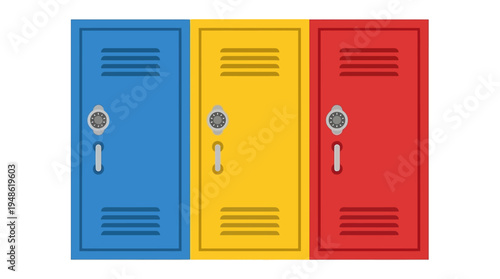 Colorful school lockers with combination locks
