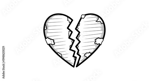 Broken Heart Drawing, Symbol of Sadness, Loss, and Heartbreak