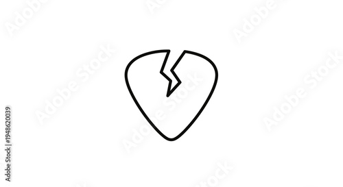 Broken Heart Guitar Pick Icon - Symbol of Lost Love and Music Breakup