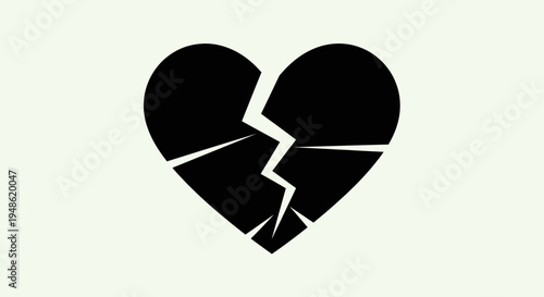 Broken Heart Icon Black Symbol of Sadness, Grief, and Relationship Problems