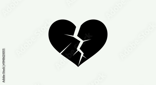 Broken Heart Icon Black Silhouette - Symbol of Sadness, Pain, and Relationship Problems