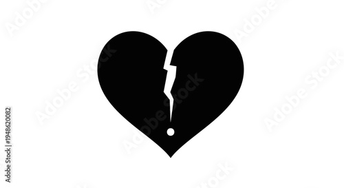 Broken Heart Icon Symbolizing Sadness, Pain, and Heartbreak